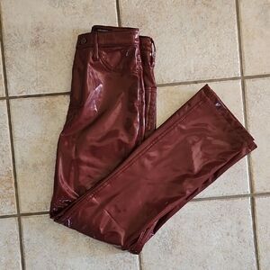 Social Tourist Womens High Rise Glossy Burgundy Club Pants Size 2R